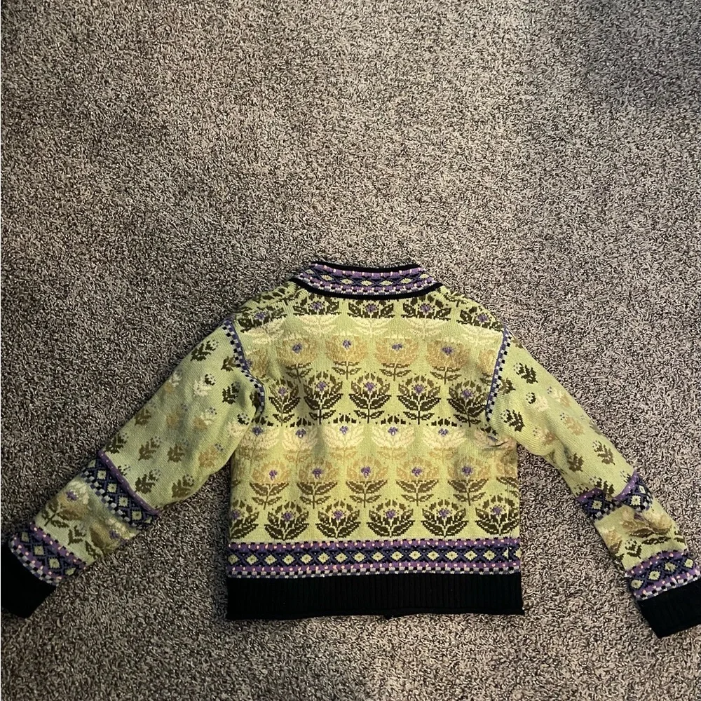 Vintage Icelandic Designs Wool Jacket Green Purple Floral Cottagecore Whimsey‎